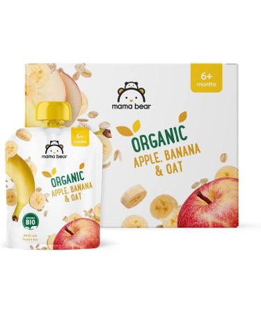 Amazon Brand - Mama Bear Apple Banana & Oat Pur e Vegetarian 90g (Pack of 6) - Buy Online on GoSupps.com