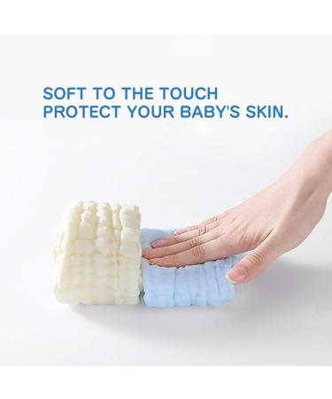 Extsud Baby Washcloths - Soft Organic Cotton Muslin Towels 10 Pack Ideal for Newborns - 25x25cm Baby Face Wipes - Buy Online on GoSupps.com