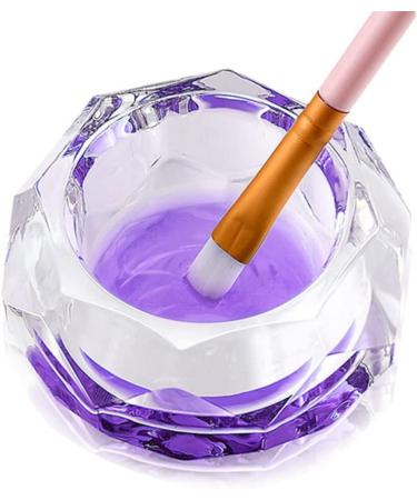 Nail Art Dappen Dish Crystal Glass Liquid Powder Cup Clear Diamond Manicure Bowl with Lid Brushes - Buy Online on GoSupps.com