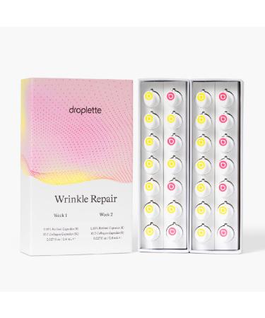 Droplette Wrinkle Repair Refill Capsules: Anti-Aging Skin Care for Instant Face Skin Smoothing Firming Lifting and Hydrating with Collagen & Retinol - Reduces Fine Lines Wrinkles (28 Count)