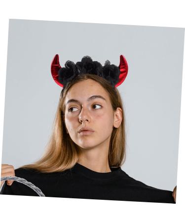CRILSTYLEO Rose Headband Demon Hairband Demon Horns Headband Devil Ears Headband Demon Headpiece Devil Costume Halloween Party Favor Devil Headpiece Devil Hairband Bright Leather Fabric - Buy Online on GoSupps.com
