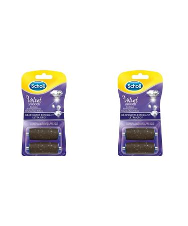 SCHOLL Pack of 2 Kits of 2 Replacement Rollers Ultra Exfoliating Velvet Smooth Grain