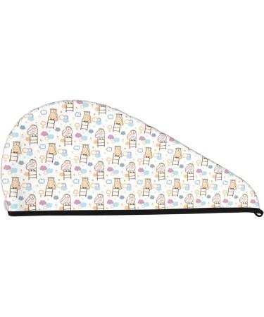 Cartoon Owl Microfiber Hair Towel - Super Absorbent Coral Velvet Wrap for Quick Drying Long Short Curly & Thick Hair | Perfect Hair Cap for Women - Buy Online on GoSupps.com