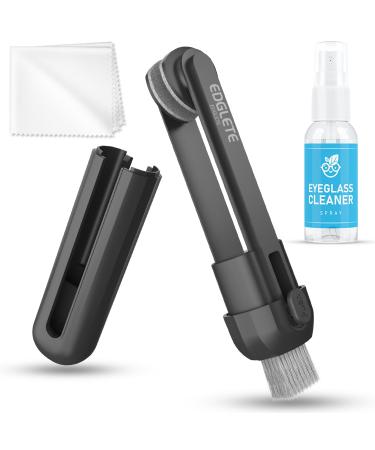 Glasses Cleaner Eyeglass Cleaning Kit- Eye Glass Cleaners Spray with Microfiber Lens Cleaner Cloth Portable Glasses Cleaning Kit for Travel 100% Safe Eyeglasses Cleaner Tool No Streaks & Scratch Black
