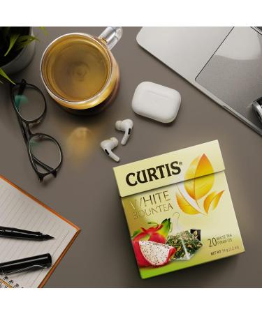 Curtis Green Tea Premier Chinese Green Tea Blended with Exotic Fruits 20 Individual Mesh Pyramids WHITE BOUNTEA - Buy Online on GoSupps.com