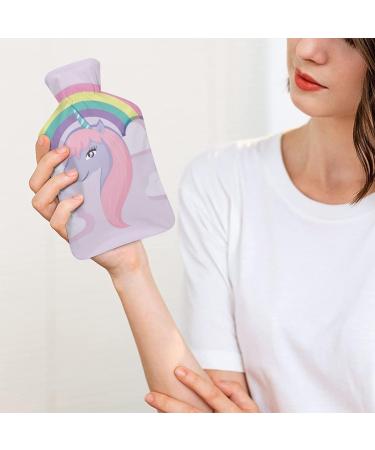 Rainbow Unicorn Hot Water Bottle with Plush Cover - Hand Warmer for Adults & Kids - 26.5x15.3cm | International Shipping Available - Buy Online on GoSupps.com
