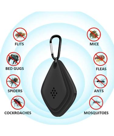 Beenle-Icey UK Ultra-Sonic Mosquito Repellent Portable Electronic Ultra-Sonic Pest Repellent with Hook Rechargeable Outdoor Mosquito Repellent for the Prevention of Fleas and lice of Dogs Cats Pets 777 (black) - Buy Online on GoSupps.com