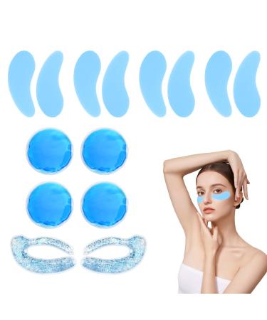 14 Patch en Gel Masque pour les Yeux Masque yeux Froid Patch Yeux Reutilisable Anti Cernes Ensemble de Cache- il de Voyage Bleu