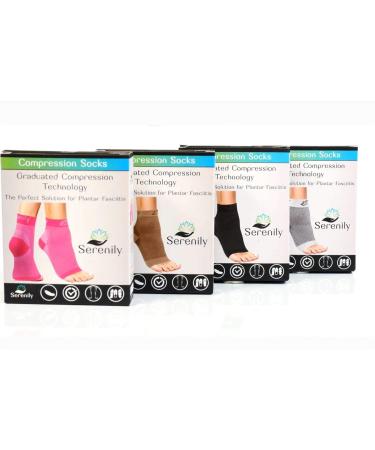 Serenily Plantar Fasciitis Socks Ankle Support for Foot & Heel Pain Relief Compression Socks for Men & Women (Large/XL Beige - Buy Online on GoSupps.com