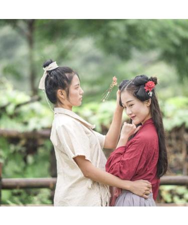 FRCOLOR Pink Pearl Flower Hair Stick Chinese Hair Chopsticks Vintage Long Tassel Hairpin Chignon Chopsticks Hanfu Hair Making Accessories - Buy Online on GoSupps.com