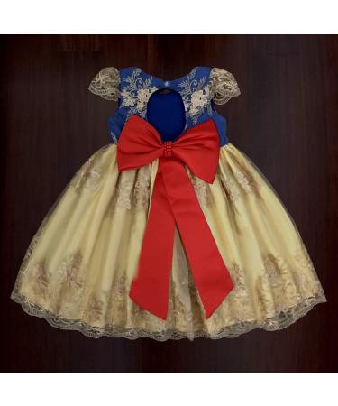Myrisam Girls Birthday Party Dress with Headwear | Princess Embroidery Bowknot Gown for Christening & Baptism | Size 6-7 Years | Yellow - Buy Online on GoSupps.com