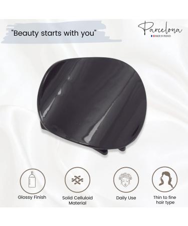 Parcelona France Onde Glossy Black Celluloid Side Slide Hair Claw - Secure Grip Updo Hinge Duck Claw - 2 3/4 Inch (Black) - Buy Online on GoSupps.com