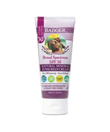 Badger Company Natural Mineral Sunscreen Cream SPF 30 Lavender 2.9 fl oz (87 ml)