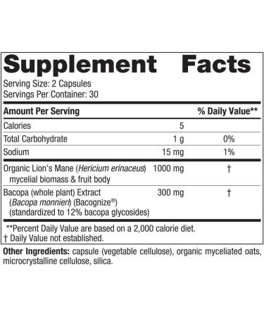 Nordic Naturals Cognition Mushroom Complex - 60 Capsules - Brain Memory & Mood Support with Lion's Mane Mushroom & Bacopa Extract - Vegan & Non-GMO - Buy Online on GoSupps.com