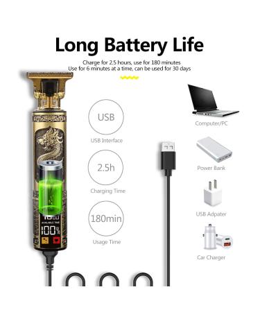 Buy USB Rechargeable Gold Light Hair Clippers - Electric LCD Trimmer for Precision Hair Carving & Grooming | International Shipping Available - Buy Online on GoSupps.com