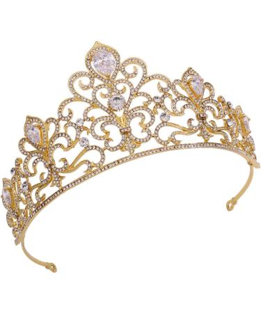 Lurrose Golden Crown Tiara - Vintage Baroque Rhinestone Queen Crown for Halloween & Costume Parties - International Shipping - Buy Online on GoSupps.com