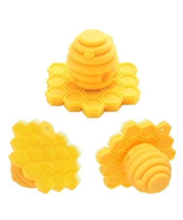Award-Winning ScrubBEE  100% Silicone Scrubber for Children  Promotes Effective Independent Hand & Body Washing  Easy Grip Handle  Ultra Soft Bristles  Solid Core  BPA Free (Yellow Single Pack)