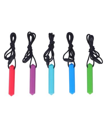 5 pieces baby teeth trailers silicone crystal oral motor aids tough necklace oral motor therapy toys soothe baby teeth complaints