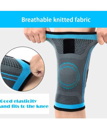 NUCAMPER Kniebandage Knee Support for Men & Women - Compression with Patella Gel & Spring Stabilizers for Pain Relief Meniscus Tear ACL Arthritis - Blue M - Buy Online on GoSupps.com