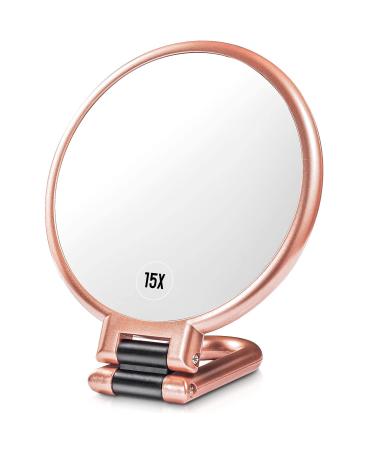 1X 15X Magnifying Makeup Mirror  Double Sided Handheld Mirror with Magnification  360 Degree Rotation Travel Mirror