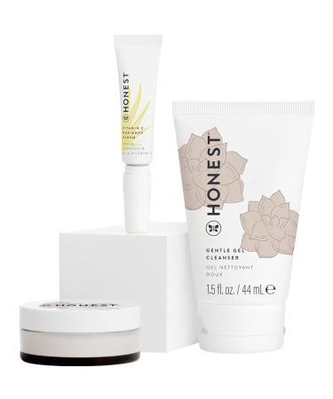 Honest Beauty The Icons Skincare Trio | Mini Hydrogel Cream Gentle Gel Cleanser Vitamin C Radiance Serum | EWG Verified Vegan + Cruelty Free 2.4 Fl Oz (Pack of 3)