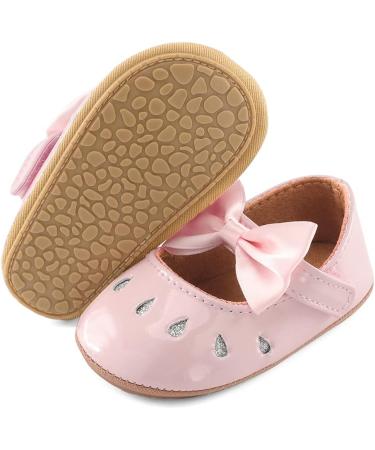 LACOFIA Baby Girls Anti-Slip First Walking Shoes | Bowknot Mary Jane Princess Party Shoes | 3-6 Months | Pink - Buy Online on GoSupps.com