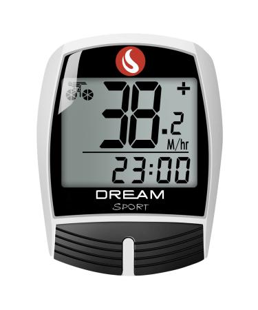 DREAM SPORT Bike Computer Bicycle Speedometer and Odometer 16-Function Wired Bike Computer Waterproof DCY016 white
