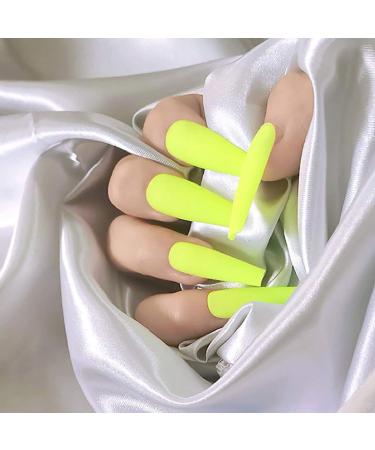 Sethain Matt Blue Ballerina False Nails - Long Complete Coverage Press-On Fingernails for Women & Girls | Stylish & Durable Yellow Design - Buy Online on GoSupps.com