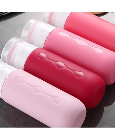 Gemice Portable Travel Bottle 4 Pack Silicone Travel Containers Set LeakProof Refillable Squeezable for Lotion Liquid Shampoos Soap and Toiletries (90ml) Red - Buy Online on GoSupps.com