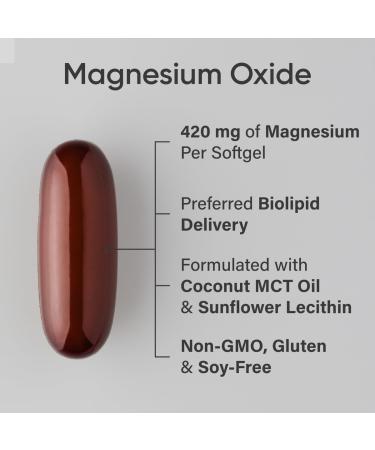 Sports Research Magnesium Oxide 420mg with Coconut MCT Oil - Magnesium Supplement for Muscle Nerve and Bone Support* - Gluten-Free Non-GMO - 90 Softgels - Buy Online on GoSupps.com