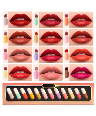 Allbestaye 12pcs Capsule Lipstick Set | Portable Liquid Lipstick & Lip Gloss - International Shipping Available - Buy Online on GoSupps.com