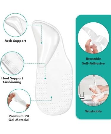 Arch Support Shoe Inserts - Self-Adhesive Gel Pads for Plantar Fasciitis Relief | Flat & Heel Pain Comfort (2 Pairs Small) - Men & Women - Buy Online on GoSupps.com