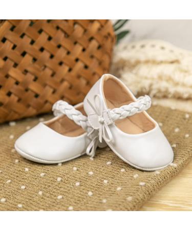 CENCIRILY Baby Girl Mary Jane Shoes | Anti-Slip Soft Sole Princess Flats for 12-18 Months | White Bowknot Wedding Dress Shoes - Buy Online on GoSupps.com