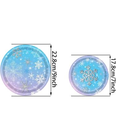 Christmas Paper Plate Sets - Blue Snowflakes Design Christmas Tablecloth Christmas Plates and Napkins Christmas Party Plates for 24 Guest - Buy Online on GoSupps.com