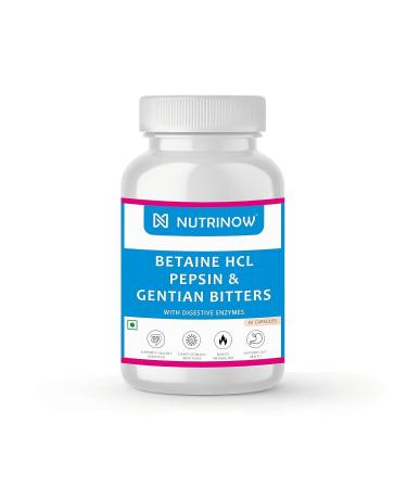 JEVR Betaine HCL Pepsin Gentian Bitters | With digestive enzymes | Promotes intestinal health digestion gas and acidity problems and stimulates metabolism | 60 vegetable capsules