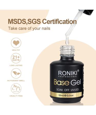 RONIKI 2pcs 15ml Gel Polish No Wipe Top and Base Coat Set  Soak Off UV LED Gel  Shine Finish Quick Drying and Long Lasting for Home DIY and Nail Salon - Buy Online on GoSupps.com