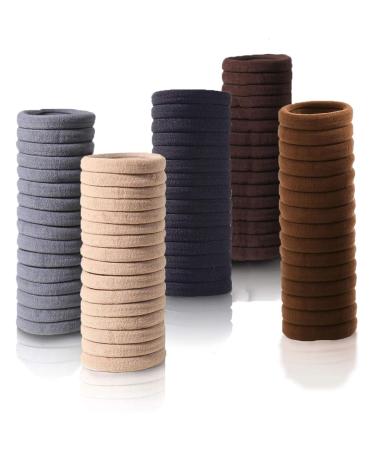 Hair Ties For Women Girls Men Kids Toddler Seamless Hair Ties For Thick & Curly Hair - Brown Rubber Bands For Hair No Damage Ponytail Holder 1 Count (Pack of 100) Brown