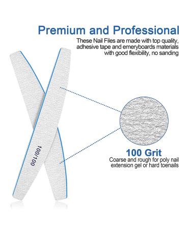 Premium 100/100 Grit Nail File Set - 12 Double-Sided Acrylic Nail Files | Washable & Reusable Professional Quality - Buy Online on GoSupps.com