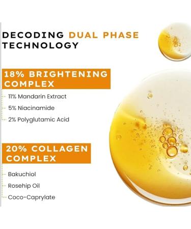 Hyphen 18% Brightening + 20% Collagen Face Serum | Double Serum with 11% Mandarin 5% Niacinamide 2% PGA & Bakuchiol | Brightening & Collagen Boost | Dark Spots & Melanin Reduction | All Skin Type-50ml - Buy Online on GoSupps.com