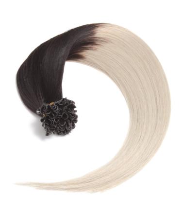 Ombr Bonding Extensions - 100% Remy Real Hair 25 x 0.5g 60cm U-Tip Keratin Hair Extensions in Ombre #1B/Gray - Long Smooth Strands for Stunning Hair Transformation - Buy Online on GoSupps.com