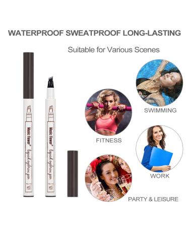Liquid Eyebrow Pen | Waterproof Brow Pencil with Micro-Fork Tips | Long-Lasting Natural Eyebrows Makeup - Chestnut/Dark Brown - Buy Online on GoSupps.com