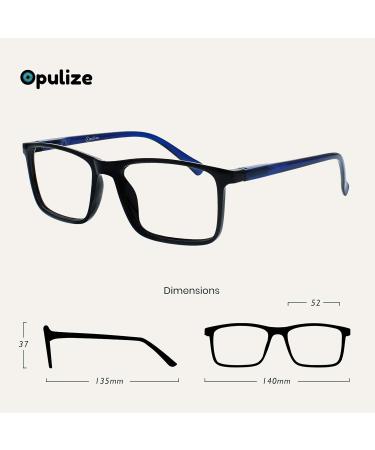 Buy Opulize Ink Lessen Glasses 2 Series Pack Large Rectangular Frame Scratch-Resistant Men s Black with Blue +1.00 Diopters International Shipping Available - Buy Online on GoSupps.com