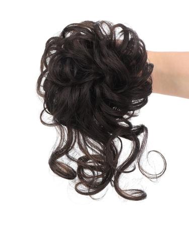 Messy Bun Hair Piece with Rubber Band | Tousled Updo Scrunchies Extensions for Women & Girls - Darkest Brown to Black - Buy Online on GoSupps.com