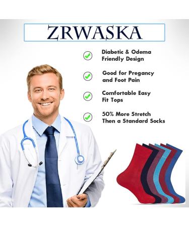 ZRWASKA Women's Diabetic Socks Oedema friendly Wide Honey Comb top soft cuff Ankle Non-Elastic for Swollen feet Legs Non-Binding Circulatory Sock 3 Pack Size 4-7 4-7 Red/Black/Blue (3 Pairs) - Buy Online on GoSupps.com