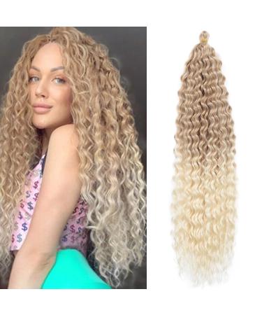 Deep Twist Crochet Hair Waterwell Twist Hair bundle Synthetic curly braided hairstyle hair extension ombre kinky curl braided hair part 26 inch 3 packs 26/613#