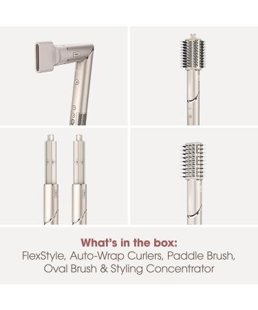 Shark FlexStyle 4-in-1 Air Styler & Hair Dryer for Straight & Wavy Hair Auto-Wrap Curlers Paddle Brush Oval Brush and Concentrator No Heat Damage Stone HD430SLUK Stone 4 in 1 - for straight & wavy hair Without storage case - Buy Online on GoSupps.com