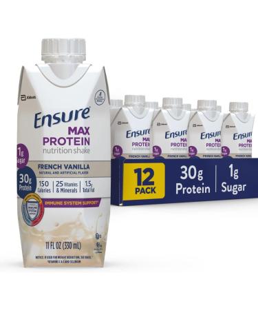 Ensure Max Protein Nutrition Shake 11 fl oz 12 Count & Max Protein Nutrition Shake 11 fl oz (Pack of 12) & Max Protein Nutrition Shake with 30g of Protein 1g of Sugar 11 Fl Oz (Pack of 12) - Buy Online on GoSupps.com