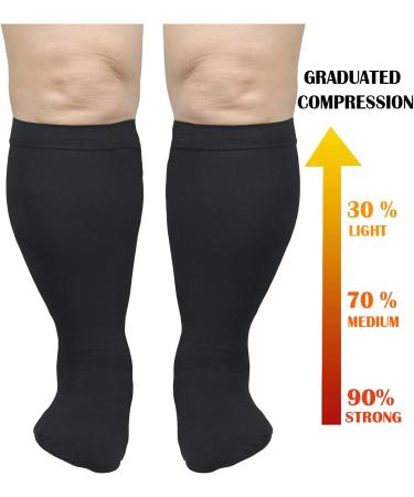 3XL Wide Plus Size Calf Compression Socks 20-30 mmHg for Men and Women - Black XXX-Large 3XL - Buy Online on GoSupps.com