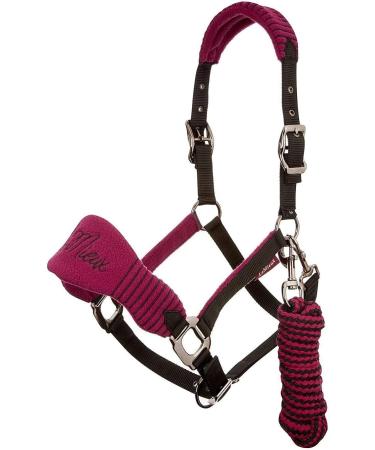 LeMieux Vogue Fleece Headcollar & Leadrope Halter - Cob Burgundy/Navy | International Shipping - Buy Online on GoSupps.com