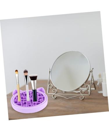 Healeved 2 in 1 Makeup Brush Storage Box & Cleaner - Purple Brush Mat Holder Scrubber Stand (11x11cm) | International Shipping Available - Buy Online on GoSupps.com